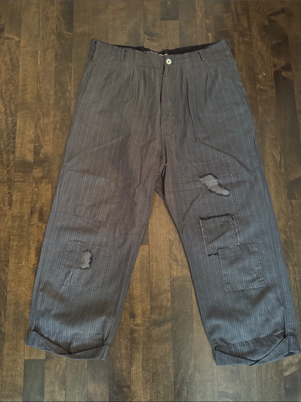 Magnolia Pearl Pinstripe Cropped Pants - Charcoal with White Stripes